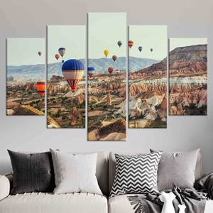 Impression sur toile Cappadocia Air Balloon : Art mural de paysage vibrant, lot de 5 toiles assorties - Product Image 1