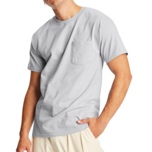 เสื้อยืดคอกลมทรงเข้ารูปสำหรับผู้ชาย พิมพ์โลโก้ตามสั่ง ขายส่ง เป็นมิตรกับสิ่งแวดล้อม แห้งเร็ว ใส่สบายในฤดูร้อน แขนสั้น มีกระเป๋าเสื้อ สีพื้น - Product Image 3