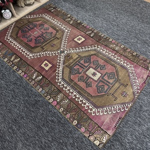 พรมคิลิมตุรกีขนาด 3.8x6.4 ฟุต สีน้ำตาลลายเรขาคณิต พรมขนสัตว์วินเทจ - Product Image 3