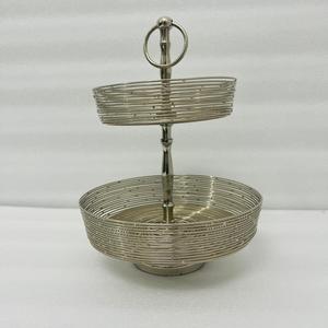 Stainless Steel Nickel Plated <b>Mesh</b> Wire Storage Fruit <b>Basket</b> 2 Tier Multi Purpose Tableware Cady 2 Fruit <b>Basket</b> in Silver Finish - Product Image 3