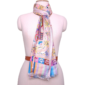 Patrón de diseñador Sedoso Ligero Pashmina Chal Personalizable Impreso digital Bambú Verano Longitud larga Accesorio de moda Tradicional - Product Image 6