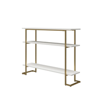Meubles de luxe modernes, table console en acier inoxydable pour hall d'entrée de villa/appartement, miroir sur le dessus, entrée d'hôtel, taille personnalisée