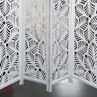 Paravent moderne à 4 panneaux, sculpté en bois, peint en blanc, translucide, fait main, pour la décoration intérieure et les anniversaires