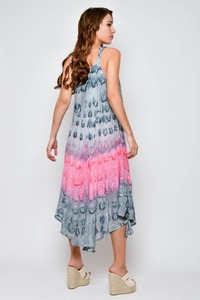 เดรสคอปกสำหรับผู้หญิงเดรสคอลเลกชั่นชายหาดยาวผ้าเรยอนย้อมสี - Product Image 2