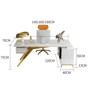 Modern Executive <b>Desk</b> Wood Ceramic Surface <b>Large</b> Manager Office Table with Storage Drawer Ergonomic Assembled Wooden Director Wo - Product Image 4