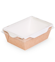 Contenitore per alimenti in carta kraft OSQ OpSalad 450 di alta qualità, versatile, per asporto, con logo personalizzato, ciotola per insalata con coperchio trasparente
