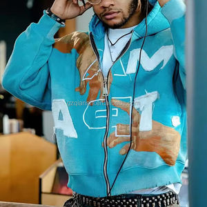 Customisable 400gsm Zipup Men's <b>Hoodie</b> Sweatshirt Cropped Boxy Distressed Acid Wash Satin <b>Lined</b> <b>Hoodie</b> with Screen Print - Product Image 5