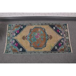 พรมขนาด 1.8x3.7 ฟุต, พรมตุรกีโบราณขนาดเล็ก, พรมขนสัตว์สีน้ำเงิน - Product Image 2