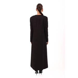Manteau trench en cuir véritable noir jacquard pour femmes - Product Image 6