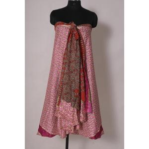 Jupe en soie artificielle vintage réversible faite à la main pour femmes, style enveloppant, vêtements de plage, fêtes d'été, look décontracté, taille naturelle, 100% - Product Image 6