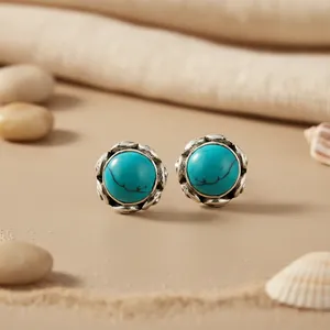 Women's Trendy 925 <b>Silver</b> Turquoise Stud <b>Earrings</b> 18K Gold Rose Gold Cute <b>Drop</b> Design for Engagement Gift Jewelry Pearl Diamond - Product Image 3