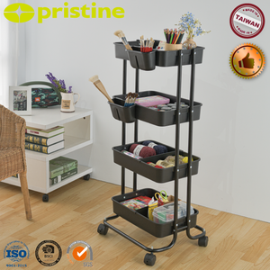 MIT ชั้นเก็บของ4ชั้นวางในบ้านแบบ DIY รถเข็นเครื่องมือยูทิลิตี้แบบใหม่พร้อมโครงสร้างแบบสี่ล้อดีไซน์แบบแพลตฟอร์มผู้ผลิตไต้หวัน - Product Image 4