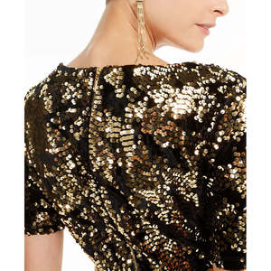 Abito tubino da donna INC International Concepts, taglia piccola, in velluto e paillettes, con vita naturale, colore oro - Product Image 3