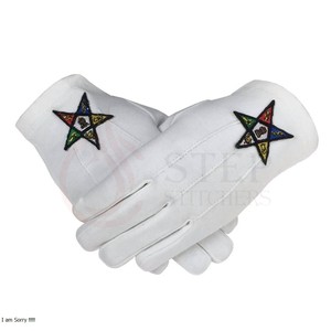 Gants en coton blancs avec logo brodé en forme de compas carré, taille XL, qualité supérieure - Product Image 4