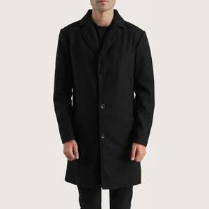 Manteau en laine noire à simple boutonnage pour homme Petrillo - Product Image 4