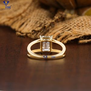 3,00 TDW Esmeralda Diamante Color Anillo de oro amarillo Compromiso Brilliance Anillo de diamantes de Labstone - Product Image 4