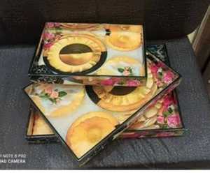 Plateau rond en bois avec impression émaillée brillante motif végétal, écologique, pour anniversaire, décoratif, pour la maison et la cuisine - Product Image 6