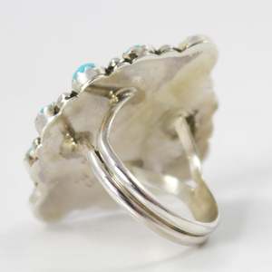 Sterling <b>Silver</b> <b>Ring</b> <b>Set</b> with a Cluster of Stabilized Kingman Turquoise From Arizona 925 Sterling <b>Silver</b> <b>Ring</b> - Product Image 4