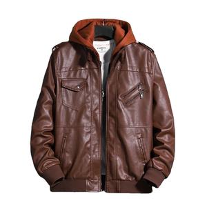 Chaqueta de Cuero PU con Capucha al por Mayor, Chaqueta de Moda Personalizada para Hombre, Chaqueta de Hombre con Múltiples Bolsillos y Cremallera, Fabricante de Chaquetas - Product Image 1