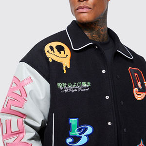 Chaquetas Universitarias Personalizadas al por Mayor, Bordadas en Chenilla, de Lana, con Frente de Lona, Estilo Varsity, de Alta Calidad, para Béisbol, Invierno - Product Image 4