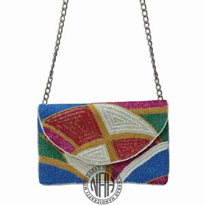 Artístico hecho a mano con cuentas monedero cadena elegante bolso de mano Noorims Akbar artesanías rectángulo Multicolor venta al por mayor exportación a granel - Product Image 5