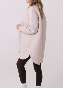 Chaqueta de palangre acolchada con diamantes para mujer, chaqueta de lujo con cuello acanalado y bolsillos con solapa, chaqueta de abrigo con logotipo personalizado - Product Image 3