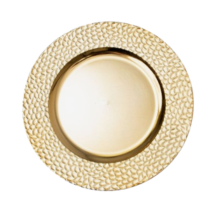 Plato de Presentación Redondo de Metal con Borde Texturizado Hecho a Mano para Fiestas de Boda, Catering, Restaurantes y Cocina - Product Image 5