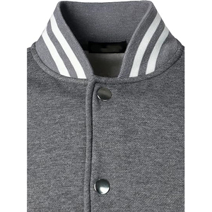 <b>Brushed</b> sleeve varsity Jacket for men with striped rib neck front smooth inside and bold arm contrast for street daily look - Product Image 5