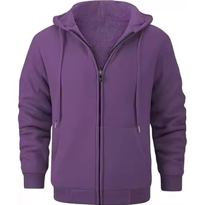 Sudadera con Capucha y Cremallera Unisex de Forro Polar Grueso, Color Verde Seguridad, Lisa, 100% Algodón Transpirable - Product Image 1