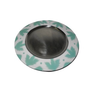 Assiettes de présentation en métal de forme ronde au design exclusif avec bordure colorée dans toutes les tailles, assiettes de vaisselle pour servir la fête de mariage - Product Image 1