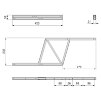Emuca Ensemble de mécanismes de levage en acier 192mm pour tables basses Tables élévatrices peintes en noir Espagne Modèle 4014814