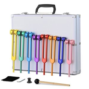 Ensemble de diapasons de chakra avec cristaux, diapasons lestés pour la sonothérapie... - Product Image 1