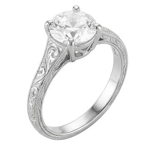 Bague Solitaire Style Antique avec Diamant Naturel Taillé Mine Cut de 1,50 Carats Certifié IGI, en Or 14K Rhodié, pour Mariage et Cérémonie - Product Image 1