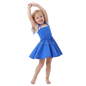 Girls Sweet Sporty Yoga <b>Dress</b> Slim Fit Lace Trim Stretch Fabric Sleeveless built in Shorts <b>Dance</b> Class Outfit Custom Logo Size - Product Image 2