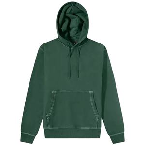 Verde oscuro Hombres ropa de moda sudaderas con capucha Drop Shoulder Reverse White contraste puntada sudaderas con capucha - Product Image 4