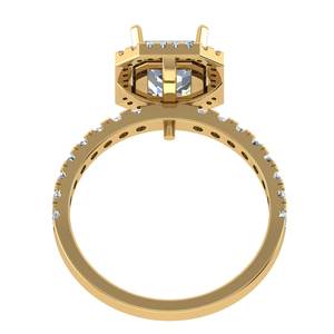 แหวนหมั้นเพชรทรงรัศมีสำหรับปลูกในห้องปฏิบัติการสีทองเหลือง10k ประดับหินด้านข้างเป็นประกาย - Product Image 3