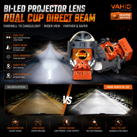 VAHID Nouvelle Lentille de Projecteur Bi-LED Haute Puissance pour Amélioration des Feux de Voiture, Feux de Croisement et de Route 6000K 12V, Rétrofit de Phares Bi-LED Auto