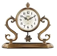 Horloge de bureau moderne en forme ovale plaquée or avec base en marbre, construction en métal, décoration de bureau à domicile pour le Ramadan