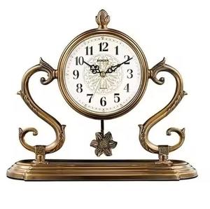 Horloge de bureau moderne en forme ovale plaquée or avec base en marbre, construction en métal, décoration de bureau à domicile pour le Ramadan - Product Image 3