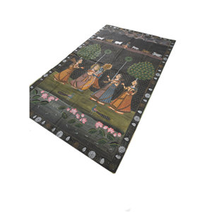 Art mural et tapisserie en coton doré Pichwai, design scénique bohème de Noël pour la décoration de chambre - Product Image 2