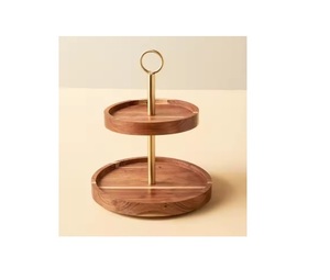 Soporte de pastel de diseño maravilloso 2 niveles Forma redonda Tamaño personalizado Soporte de pastel de madera con calidad exclusiva - Product Image 4