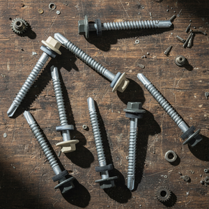 Vis autoperceuse à tête hexagonale PDC Modèle 12, acier au carbone classe 4.8 6.8, filetage grossier, finition zinguée/galvanisée, EPDM collé, en pouces - Product Image 1