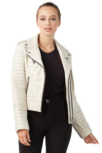 Chaqueta de cuero larga desgastada marrón súper nueva y elegante para mujer totalmente personalizada con dos cremalleras y dos bolsillos con solapa - Product Image 4