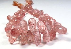 9.5-14mm perles de briolette à facettes en quartz rose naturel 9 \ "brin cristal d'améthyste gemmes en vrac perles de larme de quartz fraise - Product Image 3