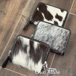 Tarjetero de piel de vaca de lujo de marca personalizada de fábrica, monedero de piel auténtica para mujer, carteras de piel auténtica con cremallera - Product Image 1