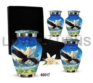 Small Patriotic Eagle Design Handcrafted Memorial <b>Urn</b> <b>for</b> Human <b>Ashes</b>-<b>Mini</b> Keepsake (Blue Set 4) - Product Image 1