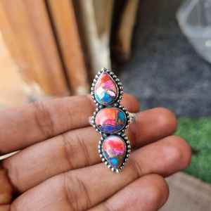 Anillo turquesa de cobre rosa, anillo llamativo de diseñador de Plata de Ley 925, regalo de cumpleaños, regalo de aniversario, regalo de amor para ella - Product Image 4