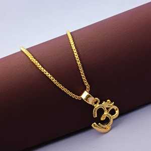 Grossiste Indien Bijoux Traditionnel Plaqué Or Religieux OM Pandent Chaîne Collier Pour Fête Porter Bijoux Pour Femmes - Product Image 2