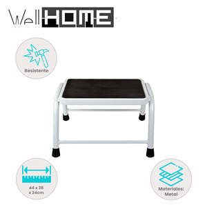 Taburete Metálico de 1 Nivel Well Home, Estructura Fija en Blanco y Negro, Plataformas Elegantes - Product Image 2