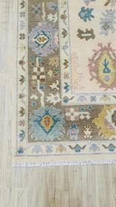 Tapis en laine à poils ras, faits main, design Oushak classique, de qualité supérieure, tuftés à la main, antidérapants, lavables, écologiques, multi-usages - Product Image 5